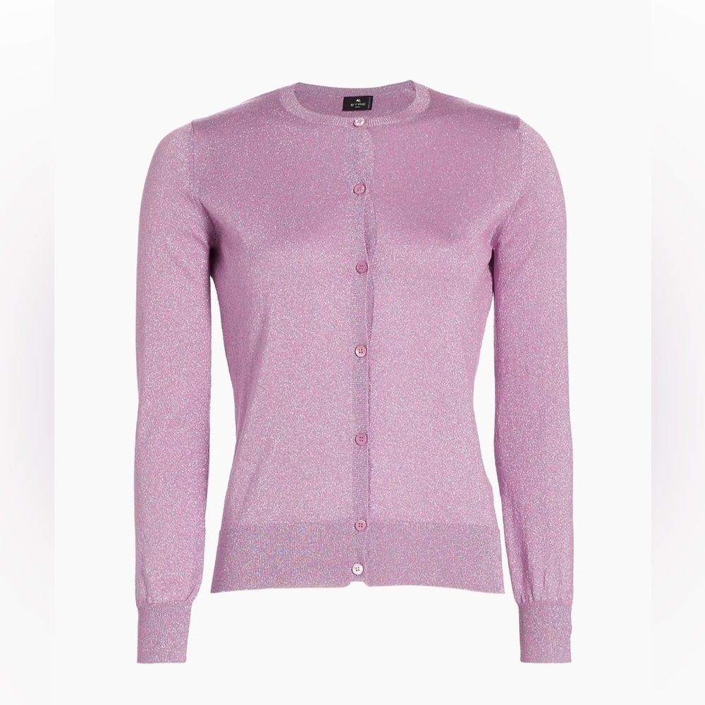 Etro NWT shimmer silk cardigan Sweater lilac purple Women's size 40 US 4